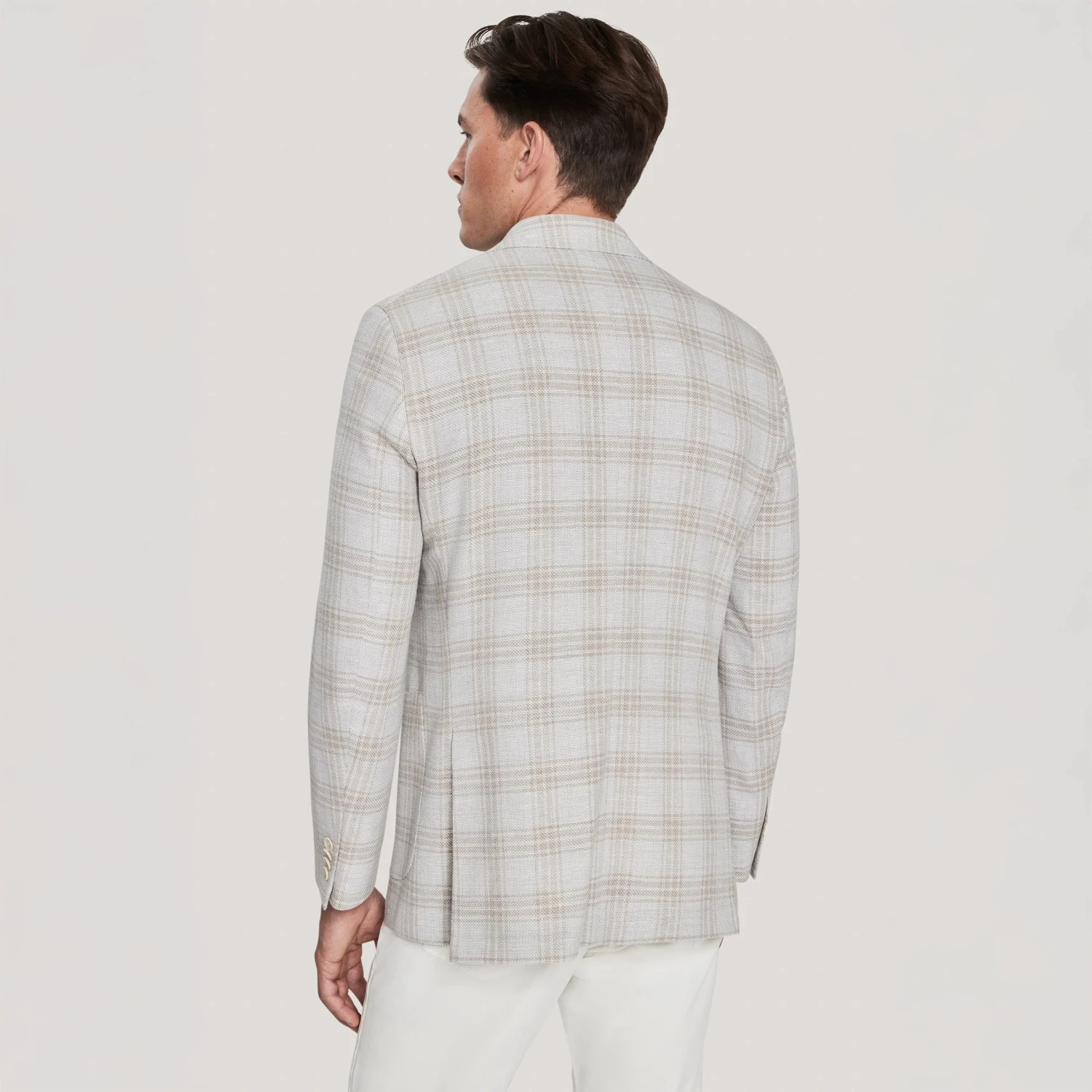 Light Grey And Tan Plaid Comfortwear Sport Jacket - Jack Victor 6 Light Grey And Tan Plaid Comfortwear Sport Jacket - Jack Victor - Image 4