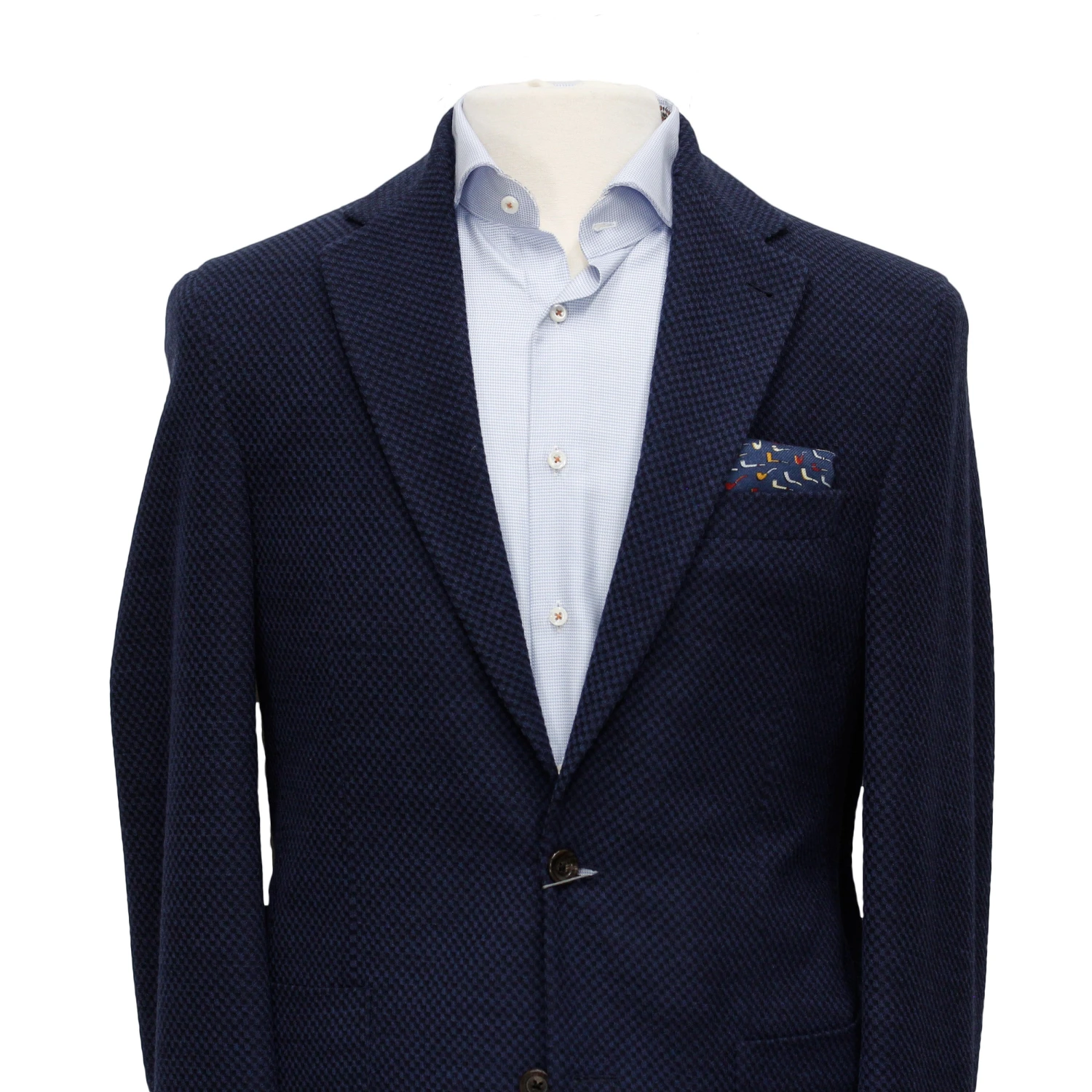 Textured Blue Hartford Contemporary Fit Cotton Wool Sport Jacket - Jack Victor 5 Textured Blue Hartford Contemporary Fit Cotton Wool Sport Jacket - Jack Victor - Image 3