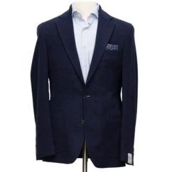 Textured Blue Hartford Contemporary Fit Cotton Wool Sport Jacket - Jack Victor