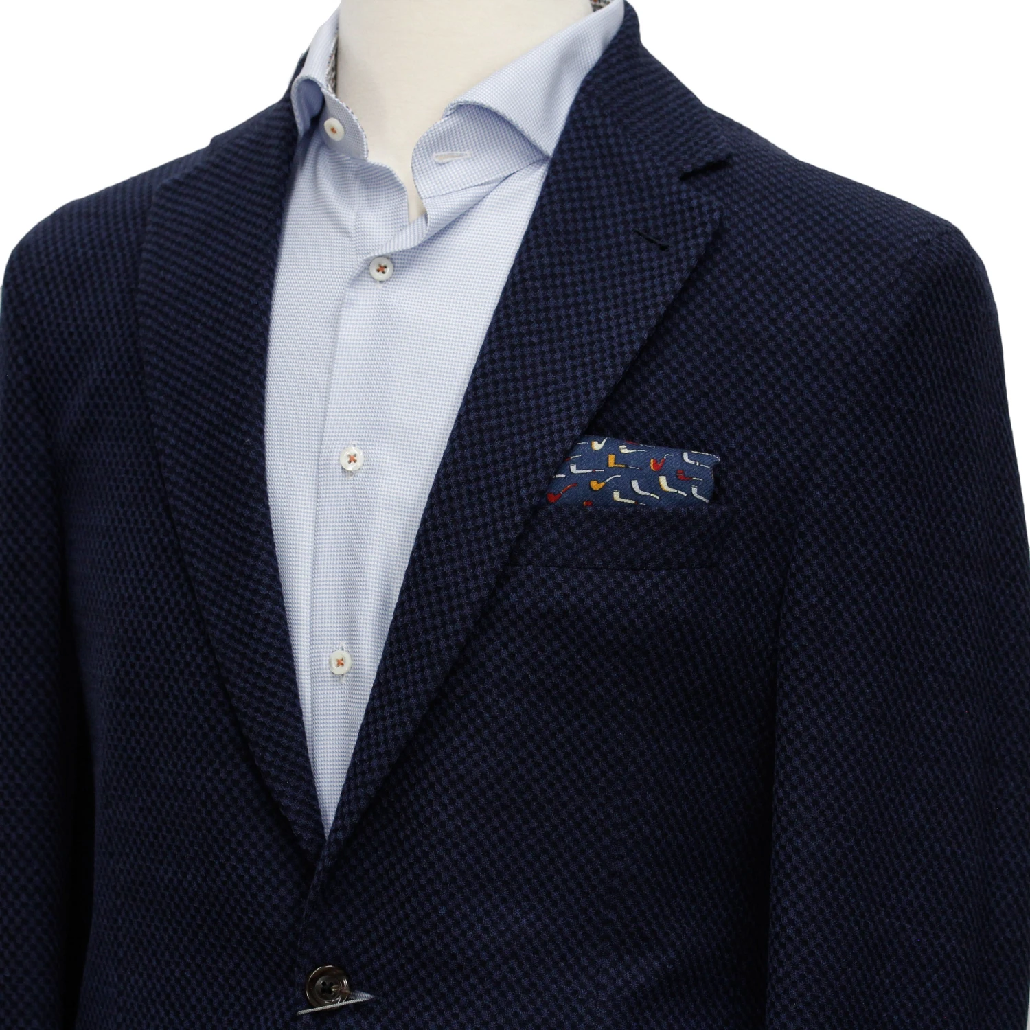 Textured Blue Hartford Contemporary Fit Cotton Wool Sport Jacket - Jack Victor 4 Textured Blue Hartford Contemporary Fit Cotton Wool Sport Jacket - Jack Victor - Image 2