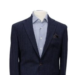 Blue Herringbone Queens Contemporary Fit Wool-Cotton Sport Jacket - Jack Victor 8 Blue Herringbone Queens Contemporary Fit Wool-Cotton Sport Jacket - Jack Victor -ETON Store C1325 1