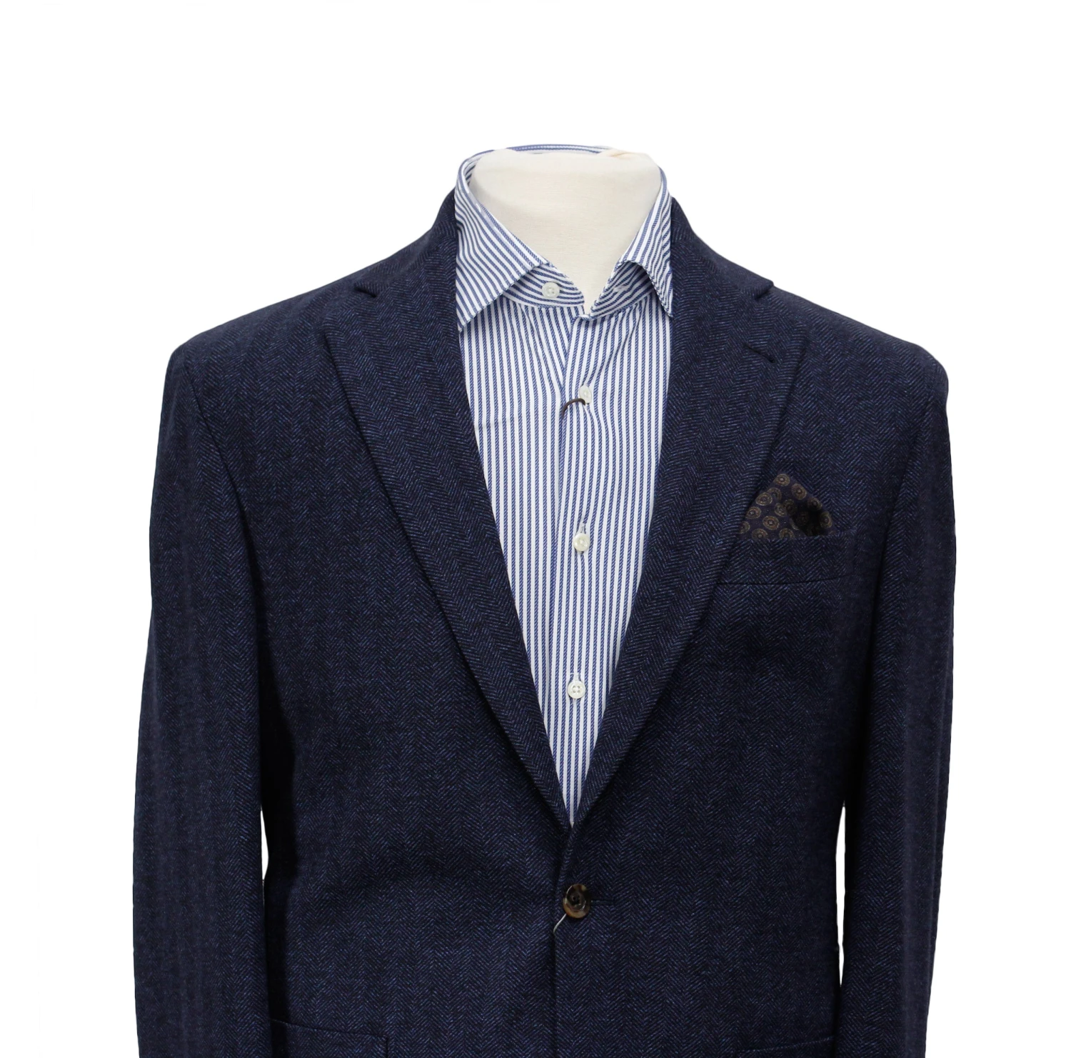 Blue Herringbone Queens Contemporary Fit Wool-Cotton Sport Jacket - Jack Victor 4 Blue Herringbone Queens Contemporary Fit Wool-Cotton Sport Jacket - Jack Victor - Image 2