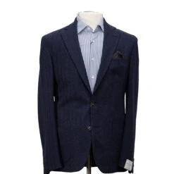 Blue Herringbone Queens Contemporary Fit Wool-Cotton Sport Jacket - Jack Victor