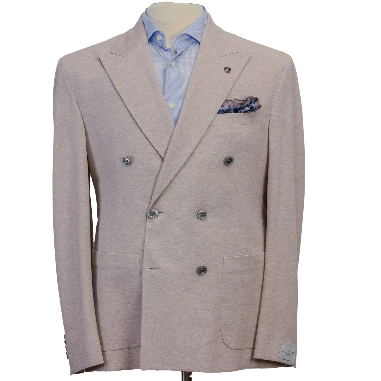 Oatmeal Double Breasted Hall Contemporary Fit Cotton Knit Sport Jacket - Jack Victor 3 Oatmeal Double Breasted Hall Contemporary Fit Cotton Knit Sport Jacket - Jack Victor