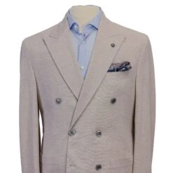 Oatmeal Double Breasted Hall Contemporary Fit Cotton Knit Sport Jacket - Jack Victor 11 Oatmeal Double Breasted Hall Contemporary Fit Cotton Knit Sport Jacket - Jack Victor -ETON Store C1442 HALL 2