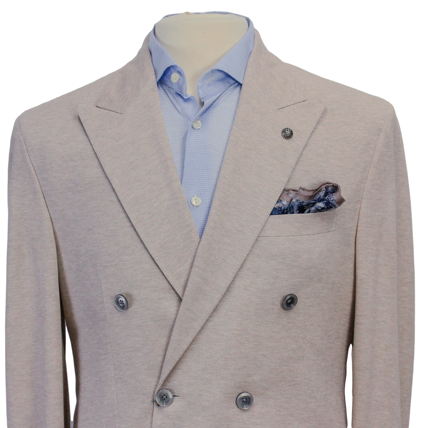 Oatmeal Double Breasted Hall Contemporary Fit Cotton Knit Sport Jacket - Jack Victor 6 Oatmeal Double Breasted Hall Contemporary Fit Cotton Knit Sport Jacket - Jack Victor - Image 4