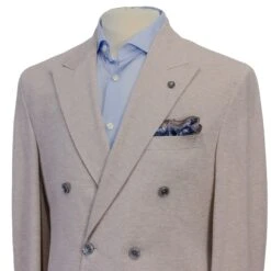 Oatmeal Double Breasted Hall Contemporary Fit Cotton Knit Sport Jacket - Jack Victor 10 Oatmeal Double Breasted Hall Contemporary Fit Cotton Knit Sport Jacket - Jack Victor -ETON Store C1442 HALL 4