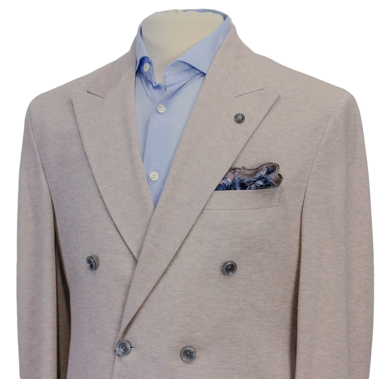 Oatmeal Double Breasted Hall Contemporary Fit Cotton Knit Sport Jacket - Jack Victor 4 Oatmeal Double Breasted Hall Contemporary Fit Cotton Knit Sport Jacket - Jack Victor - Image 2