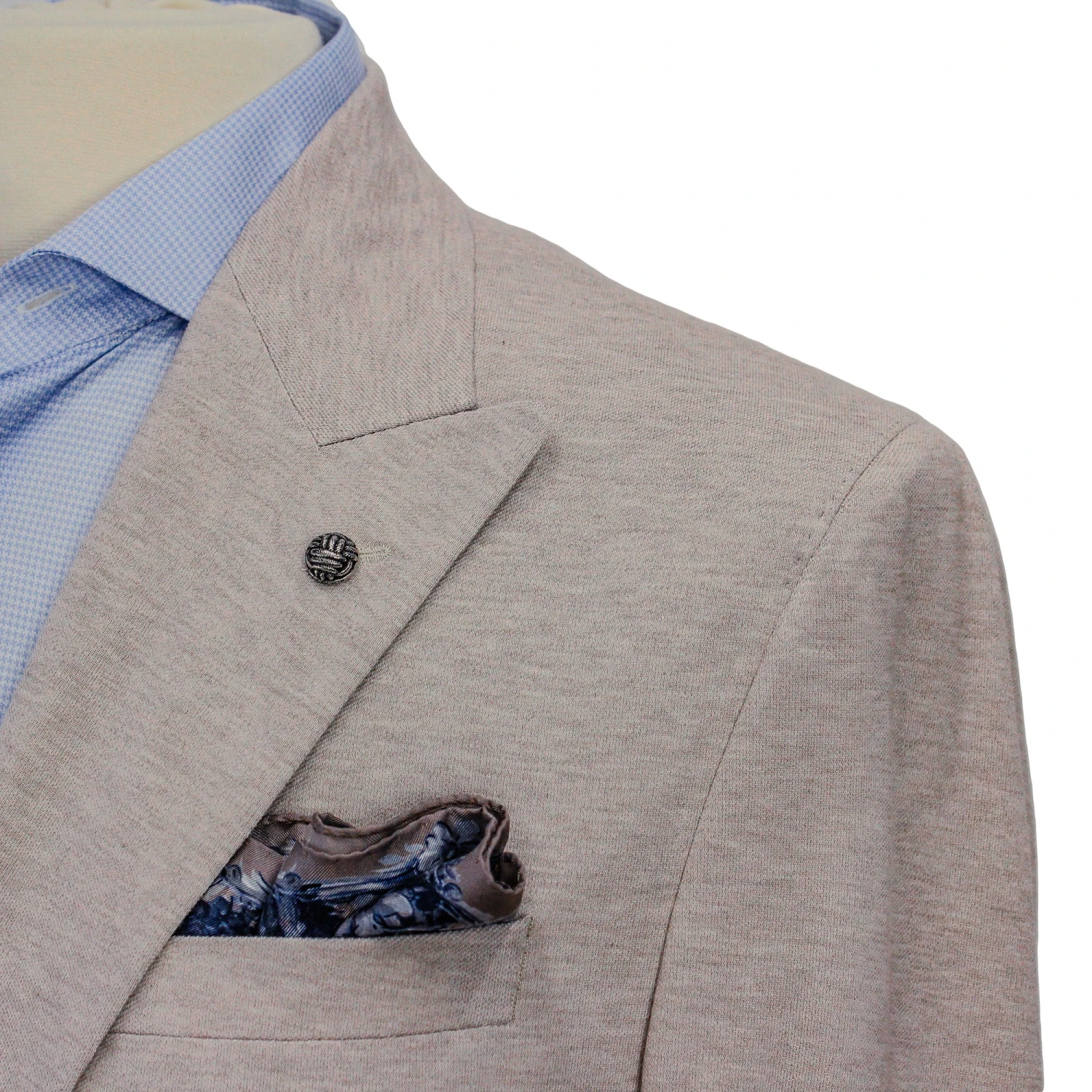 Oatmeal Double Breasted Hall Contemporary Fit Cotton Knit Sport Jacket - Jack Victor 7 Oatmeal Double Breasted Hall Contemporary Fit Cotton Knit Sport Jacket - Jack Victor - Image 5