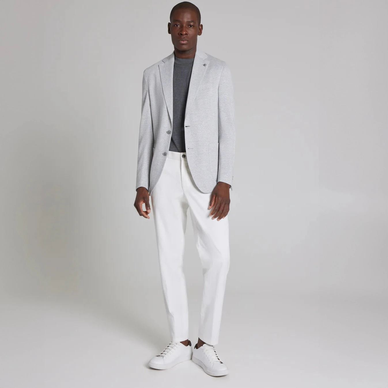 Light Gray Herringbone Hartford Contemporary Fit Cotton-Linen Knit Sport Jacket - Jack Victor 4 Light Gray Herringbone Hartford Contemporary Fit Cotton-Linen Knit Sport Jacket - Jack Victor - Image 2