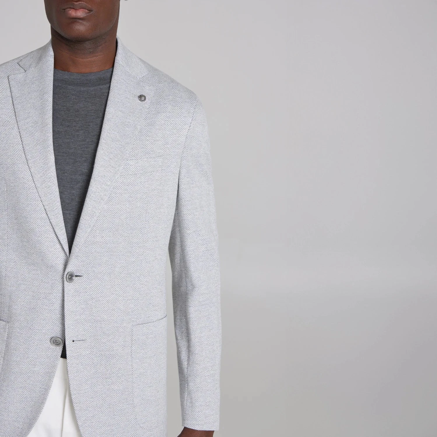 Light Gray Herringbone Hartford Contemporary Fit Cotton-Linen Knit Sport Jacket - Jack Victor 5 Light Gray Herringbone Hartford Contemporary Fit Cotton-Linen Knit Sport Jacket - Jack Victor - Image 3