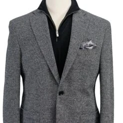Gray Herringbone Hampton Contemporary Fit Cotton-Wool Knit Jacket - Jack Victor 10 Gray Herringbone Hampton Contemporary Fit Cotton-Wool Knit Jacket - Jack Victor -ETON Store C1468 HAMPTON 3