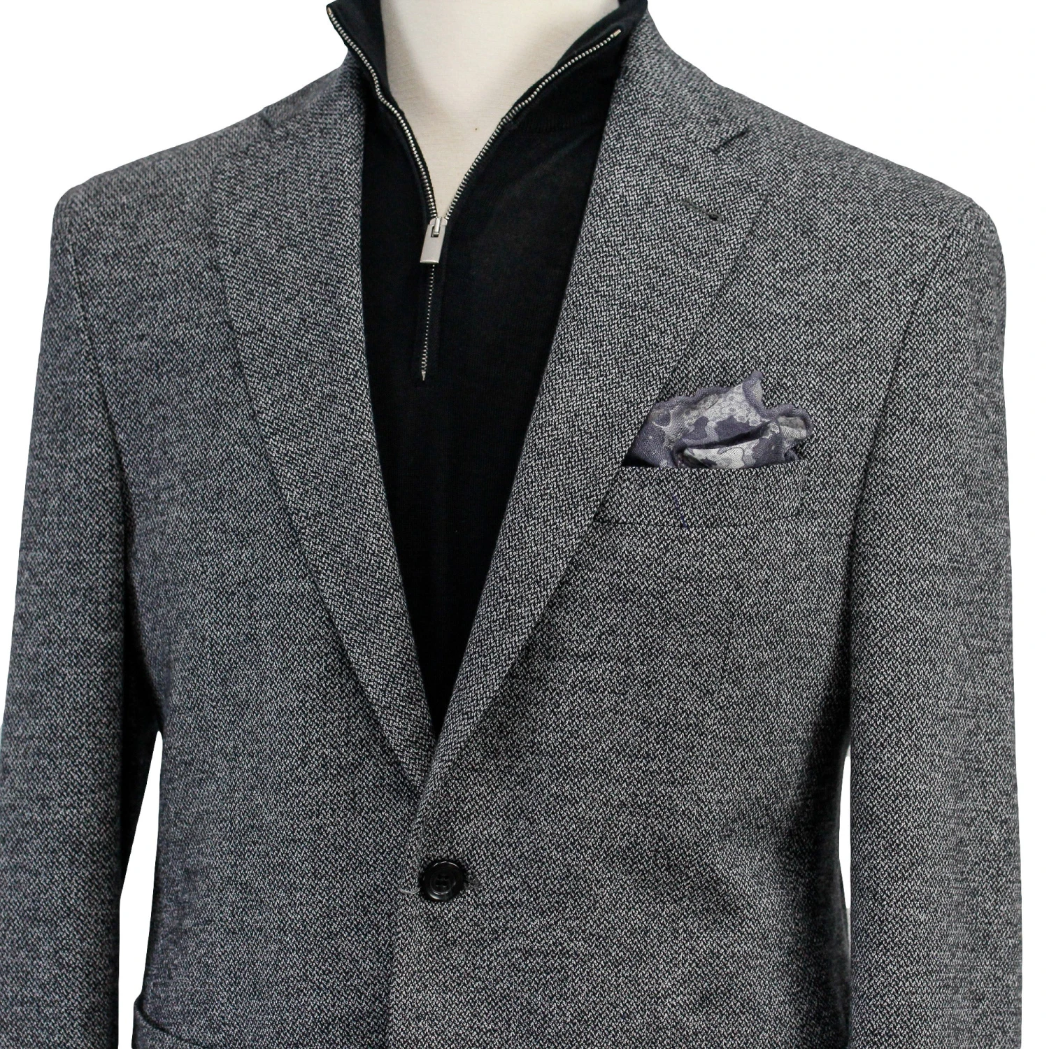 Gray Herringbone Hampton Contemporary Fit Cotton-Wool Knit Jacket - Jack Victor 6 Gray Herringbone Hampton Contemporary Fit Cotton-Wool Knit Jacket - Jack Victor - Image 4