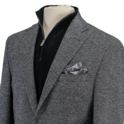 Gray Herringbone Hampton Contemporary Fit Cotton-Wool Knit Jacket - Jack Victor 12 Gray Herringbone Hampton Contemporary Fit Cotton-Wool Knit Jacket - Jack Victor -ETON Store C1468 HAMPTON 5