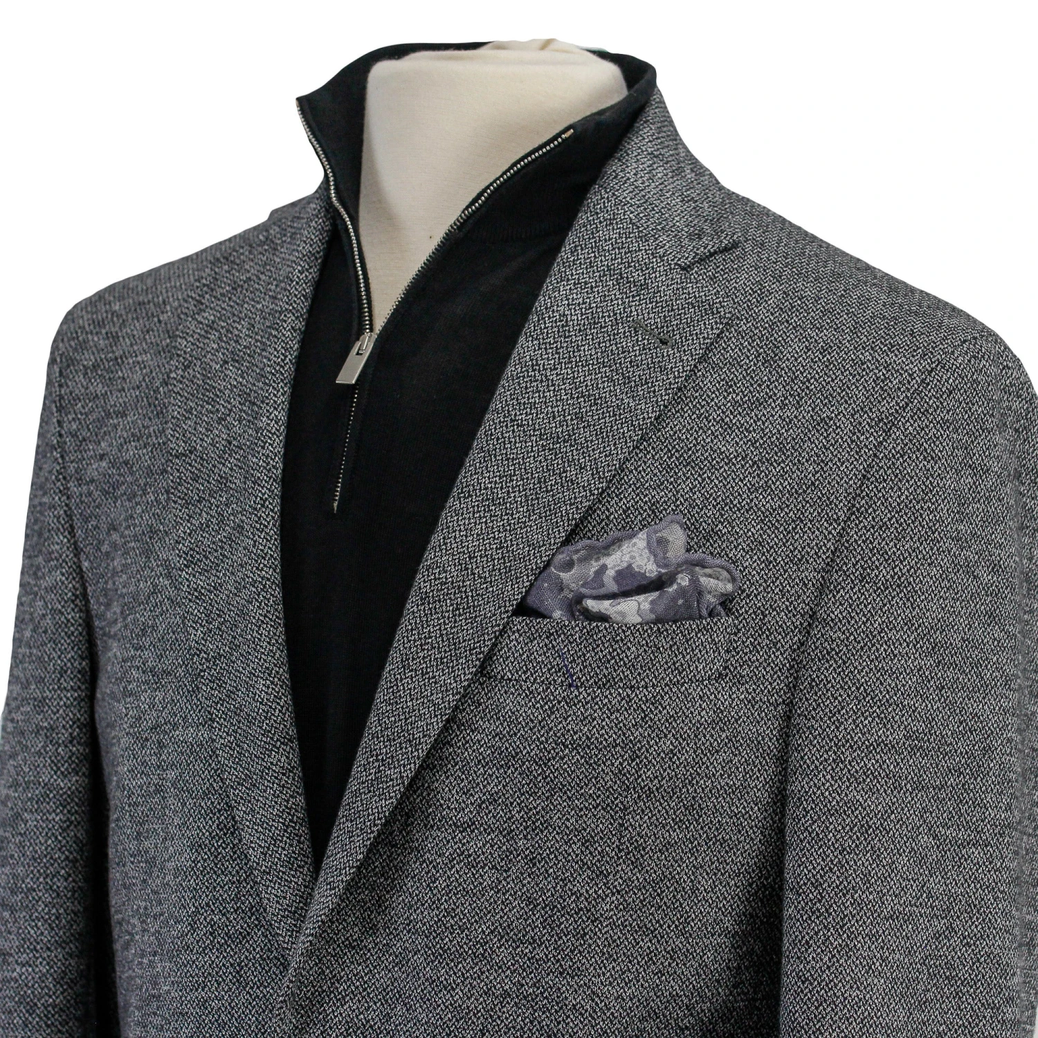 Gray Herringbone Hampton Contemporary Fit Cotton-Wool Knit Jacket - Jack Victor 7 Gray Herringbone Hampton Contemporary Fit Cotton-Wool Knit Jacket - Jack Victor - Image 5