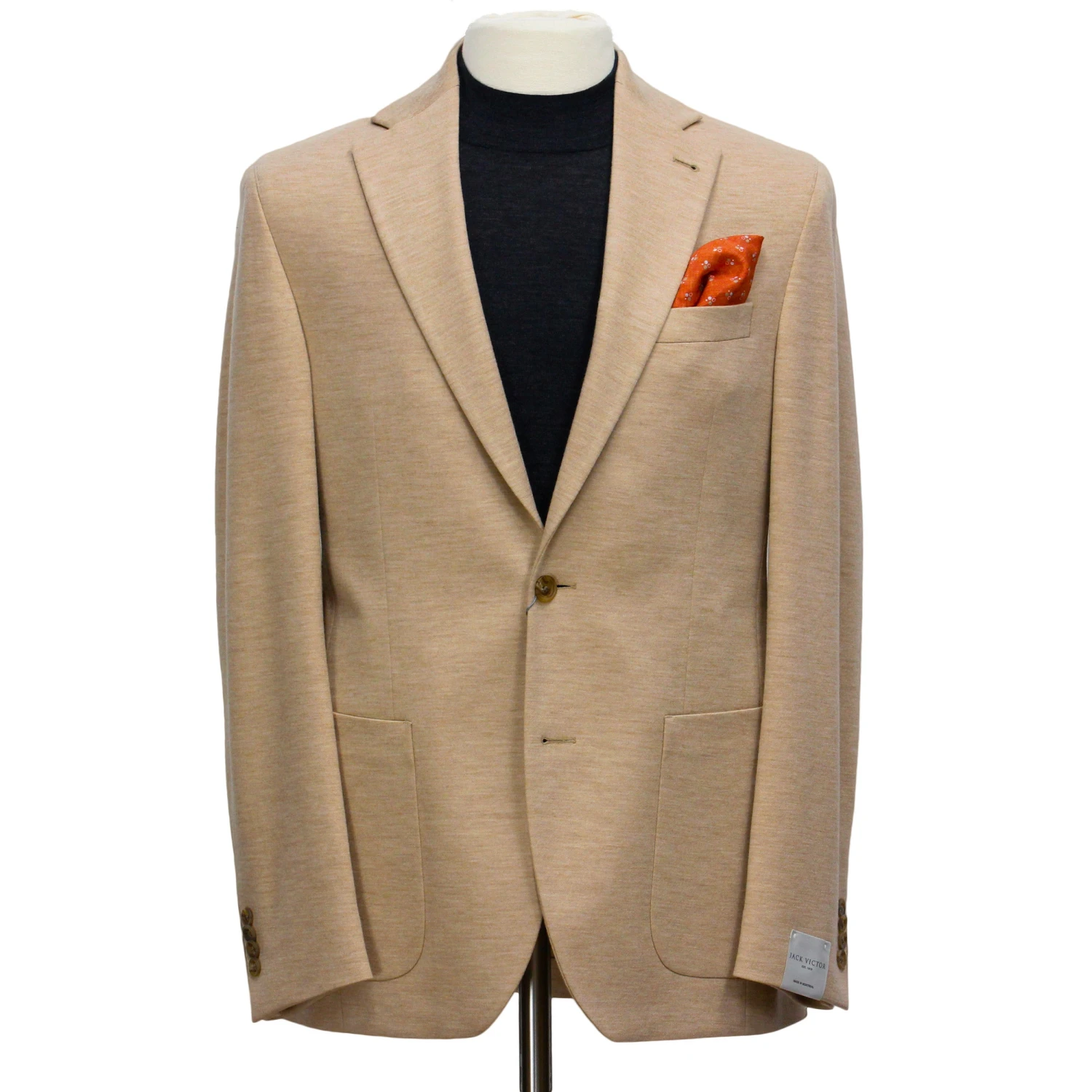 Light Beige Melange Hampton Contemporary Fit Knit Sport Jacket - Jack Victor 3 Light Beige Melange Hampton Contemporary Fit Knit Sport Jacket - Jack Victor
