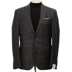 Charcoal Window-pane Check - Fraser Slim Fit Suit Jack Victor