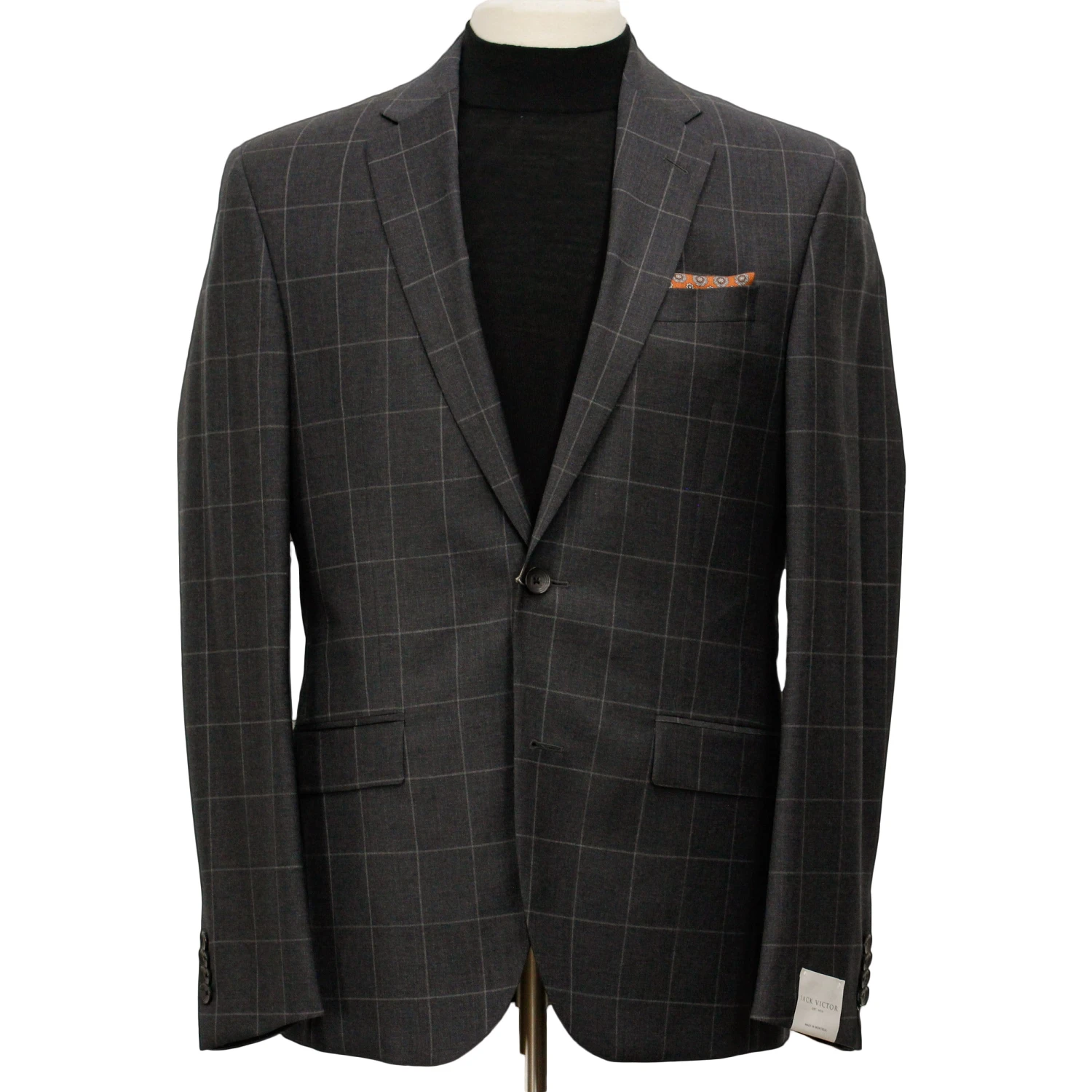 Charcoal Window-pane Check - Fraser Slim Fit Suit Jack Victor 3 Charcoal Window-pane Check - Fraser Slim Fit Suit Jack Victor