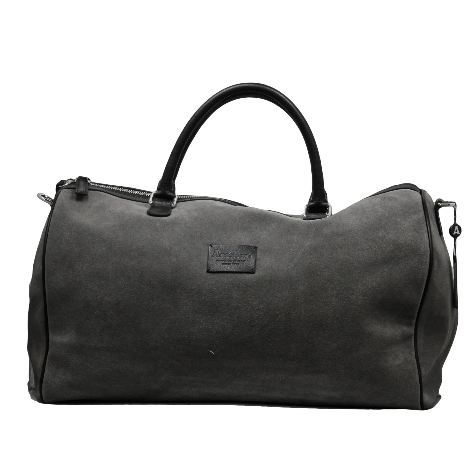 Stone Gray Suede Leather Boston Weekender Bag - Anderson's 3 Stone Gray Suede Leather Boston Weekender Bag - Anderson's