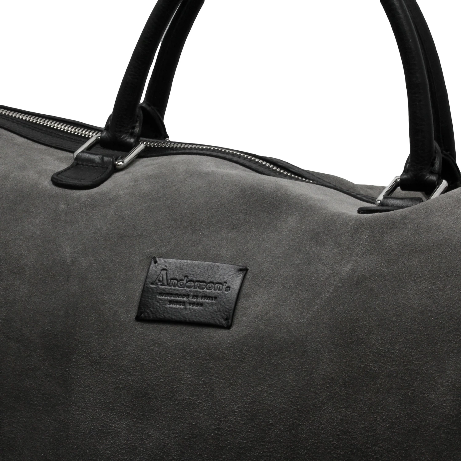 Stone Gray Suede Leather Boston Weekender Bag - Anderson's 5 Stone Gray Suede Leather Boston Weekender Bag - Anderson's - Image 3