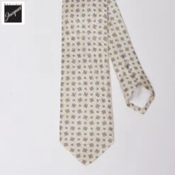 Oatmeal Medallion Print Silk Tie - DION -ETON Store DION03N35115 03 1