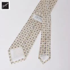 Oatmeal Medallion Print Silk Tie - DION -ETON Store DION03N35115 03 2