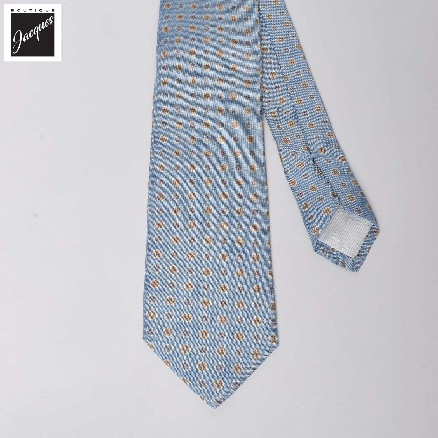 Pale Blue Floral Print Silk Tie - DION 4 Pale Blue Floral Print Silk Tie - DION - Image 2