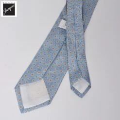Pale Blue Floral Print Silk Tie - DION 7 Pale Blue Floral Print Silk Tie - DION -ETON Store DION03N35215 01 2