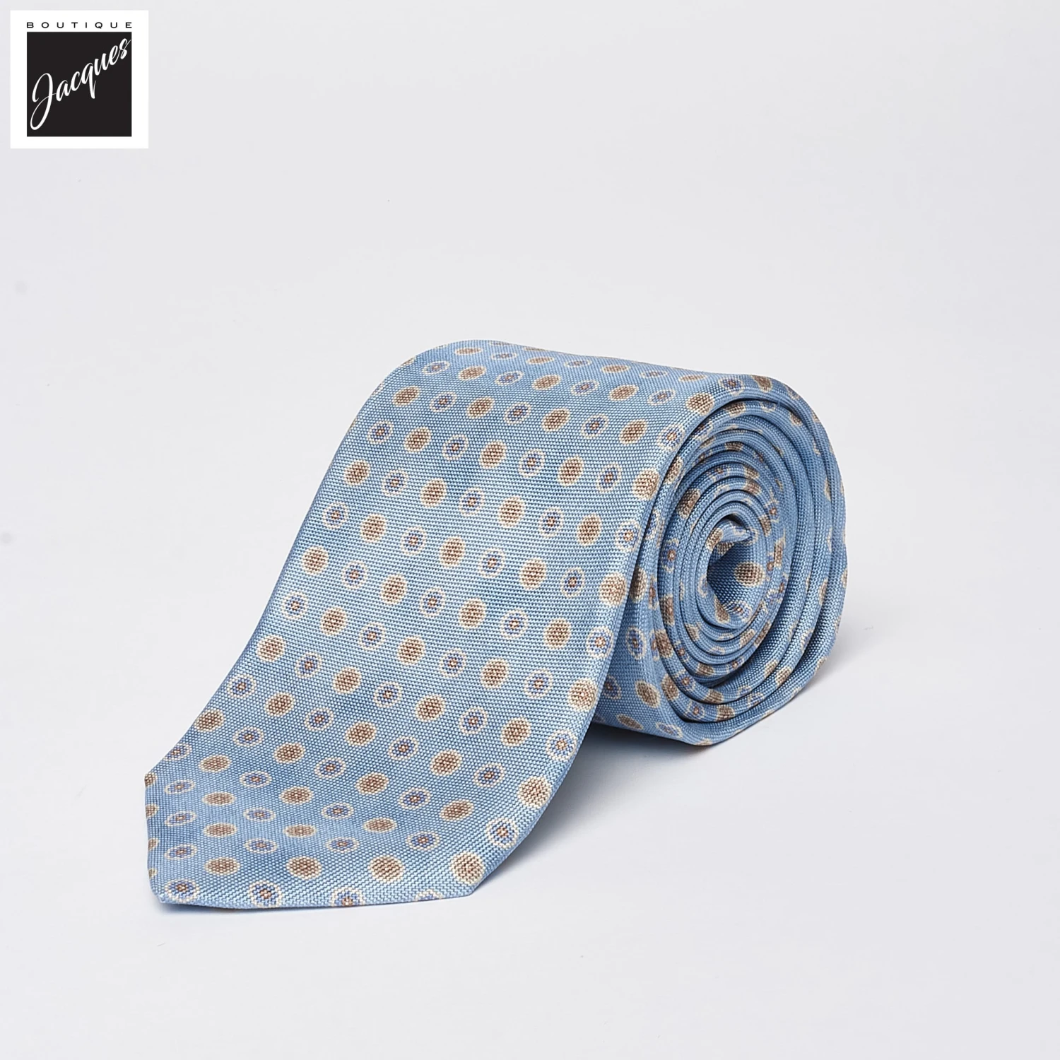Pale Blue Floral Print Silk Tie - DION 3 Pale Blue Floral Print Silk Tie - DION