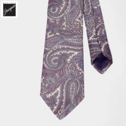 Lavender Paisley Motif Silk Tie - DION 6 Lavender Paisley Motif Silk Tie - DION -ETON Store DION03N40215 03 1
