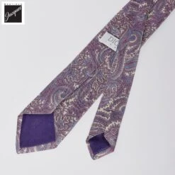 Lavender Paisley Motif Silk Tie - DION 7 Lavender Paisley Motif Silk Tie - DION -ETON Store DION03N40215 03 2