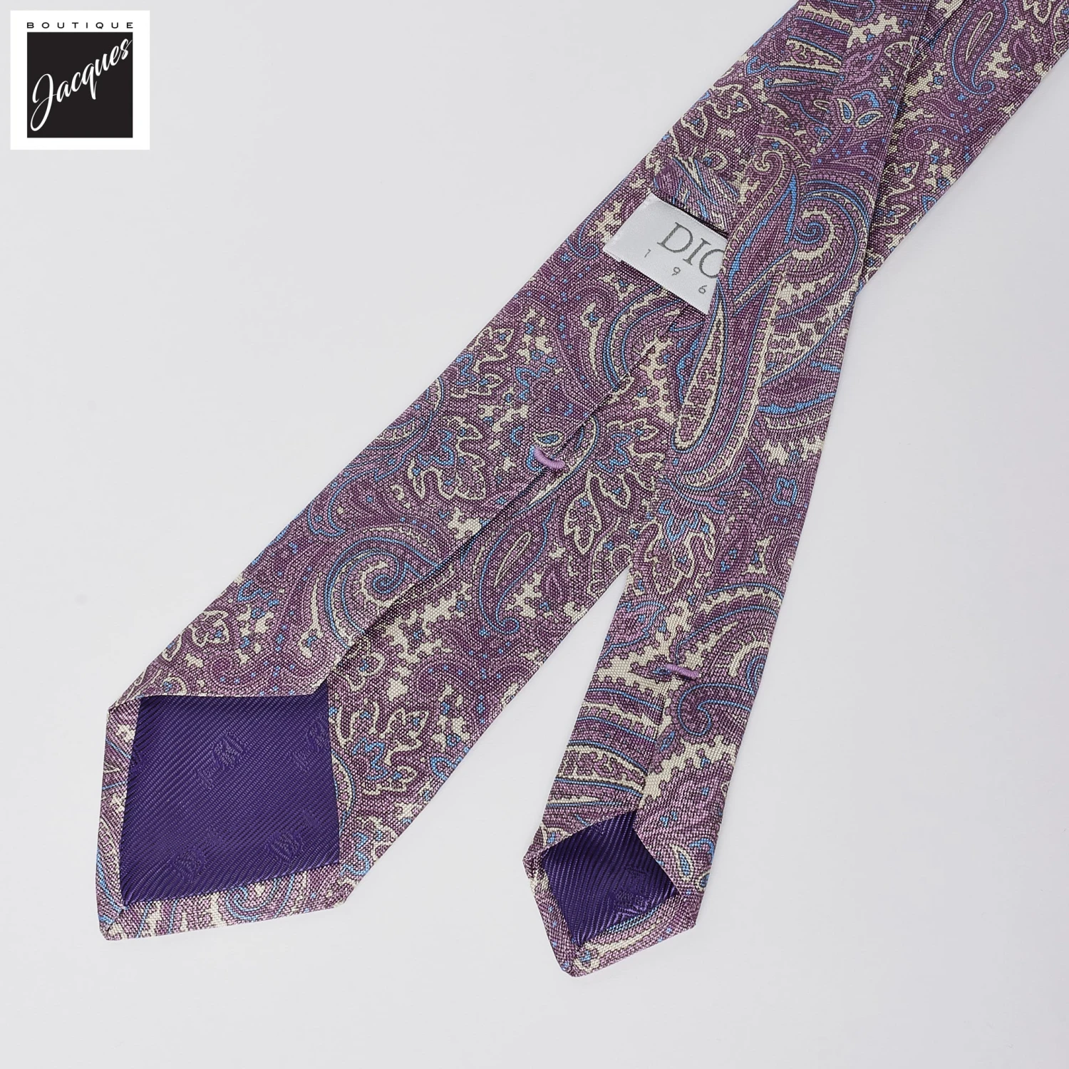 Lavender Paisley Motif Silk Tie - DION 5 Lavender Paisley Motif Silk Tie - DION - Image 3