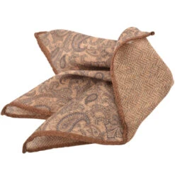 Café Paisley/Herringbone Reversible Wool Hankie - DION