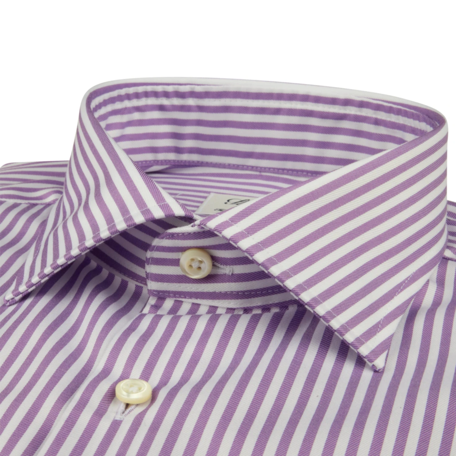 Purple Striped Cotton Twill Fitted Body Shirt - Stenströms 4 Purple Striped Cotton Twill Fitted Body Shirt - Stenströms - Image 2