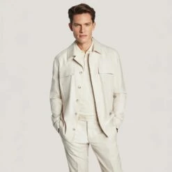 Ecru Wool Silk Colbey Overshirt - Jack Victor