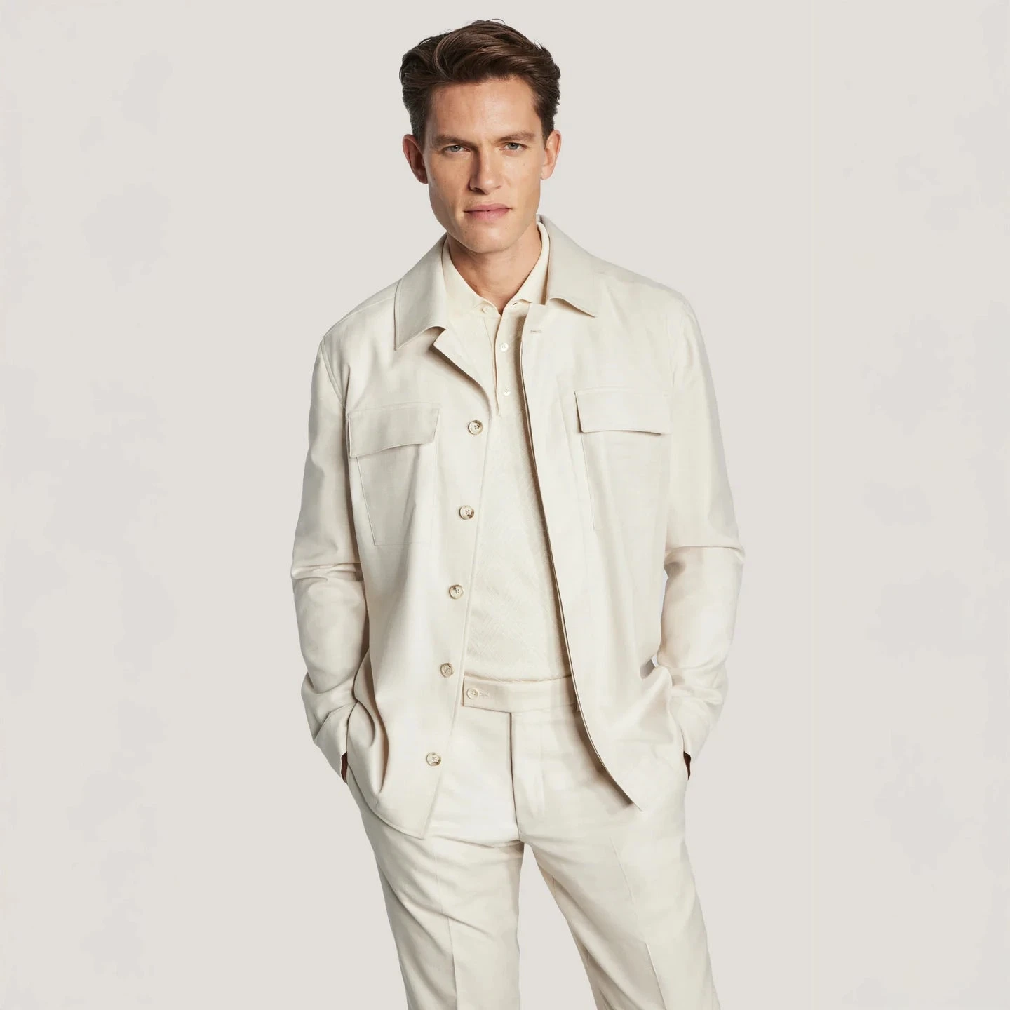 Ecru Wool Silk Colbey Overshirt - Jack Victor 3 Ecru Wool Silk Colbey Overshirt - Jack Victor