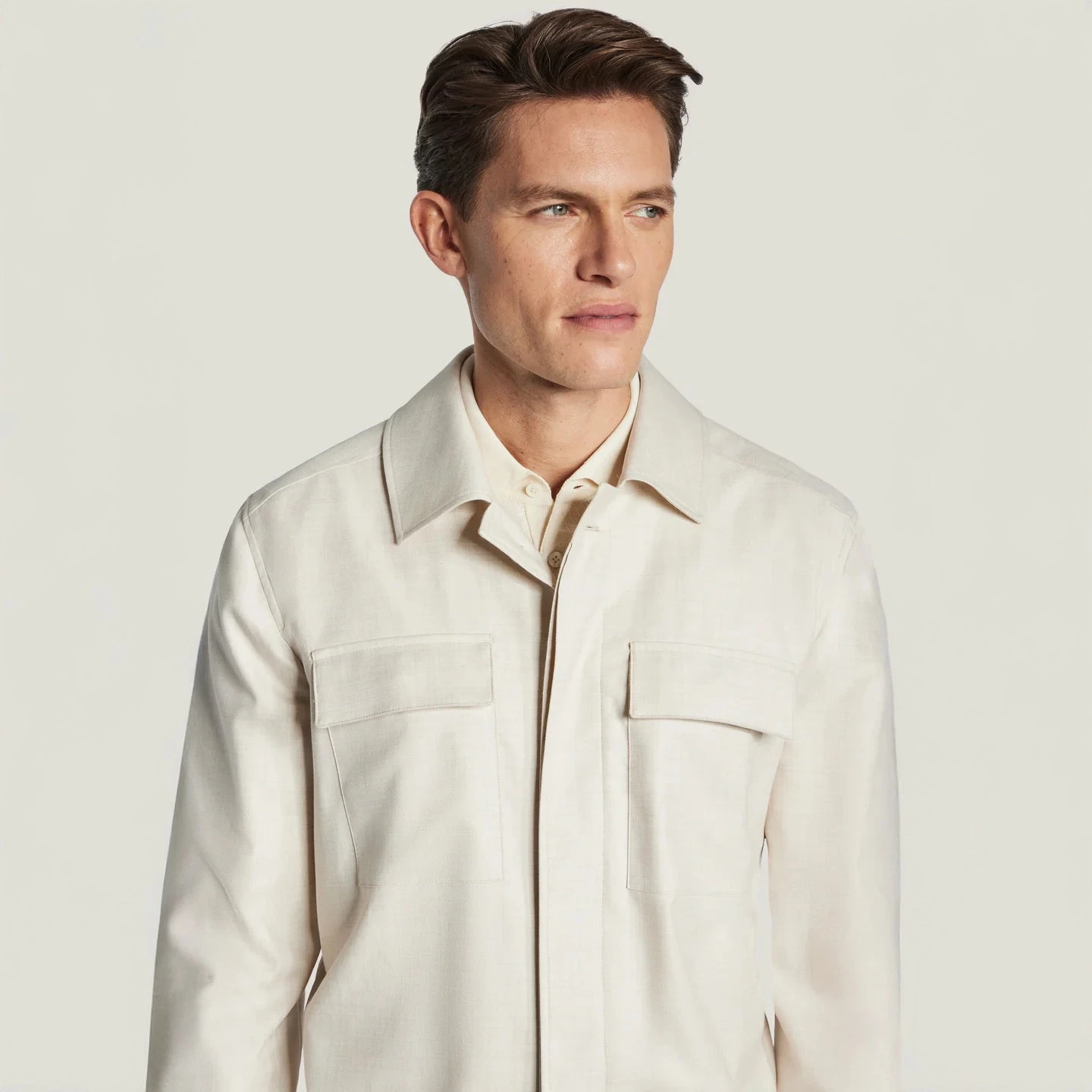 Ecru Wool Silk Colbey Overshirt - Jack Victor 4 Ecru Wool Silk Colbey Overshirt - Jack Victor - Image 2