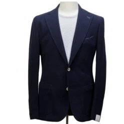 Navy Blue Loro Piana Cotton Slim Fit Soft Sport Jacket - ELEVENTY PLATINUM