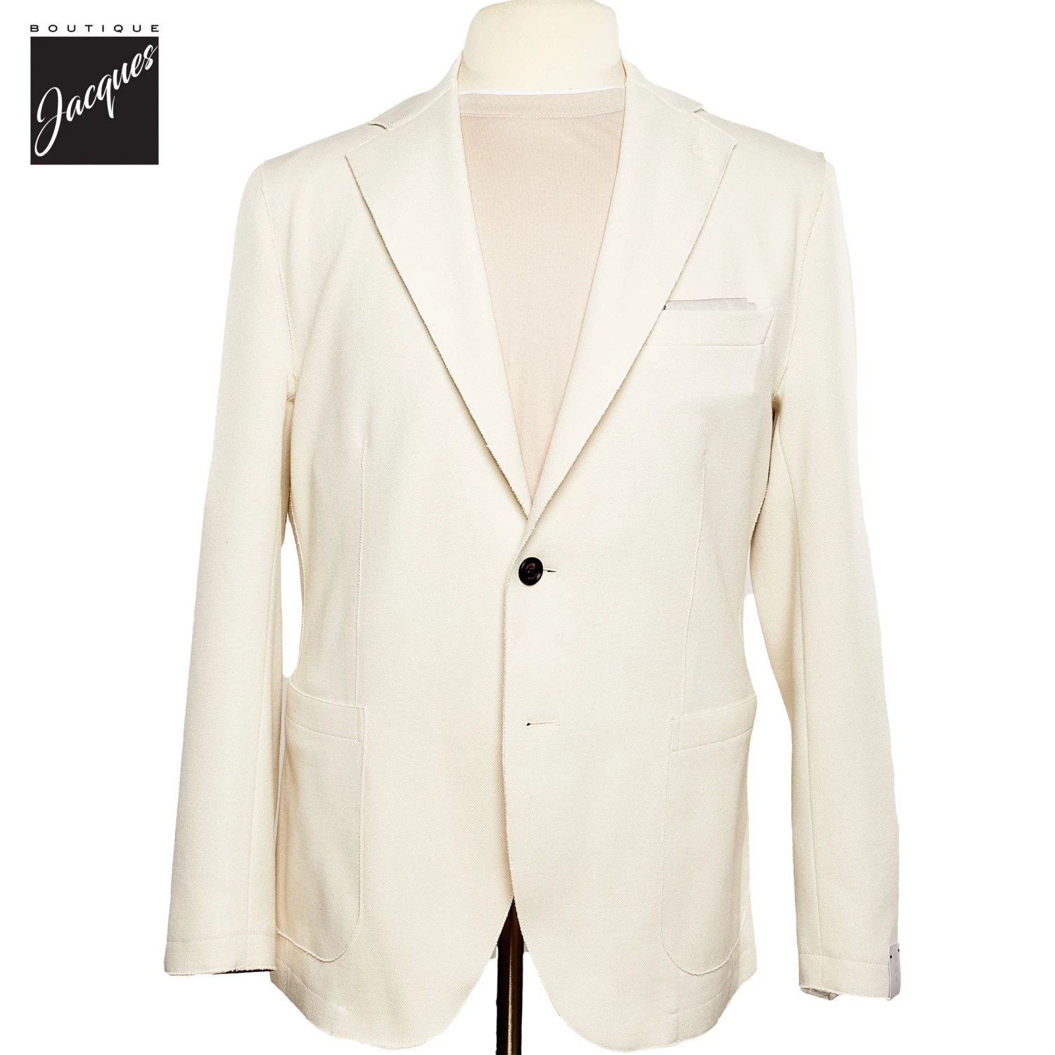 Cream Cotton Stretch Laser Cut Sport Jacket - ELEVENTY 3 Cream Cotton Stretch Laser Cut Sport Jacket - ELEVENTY