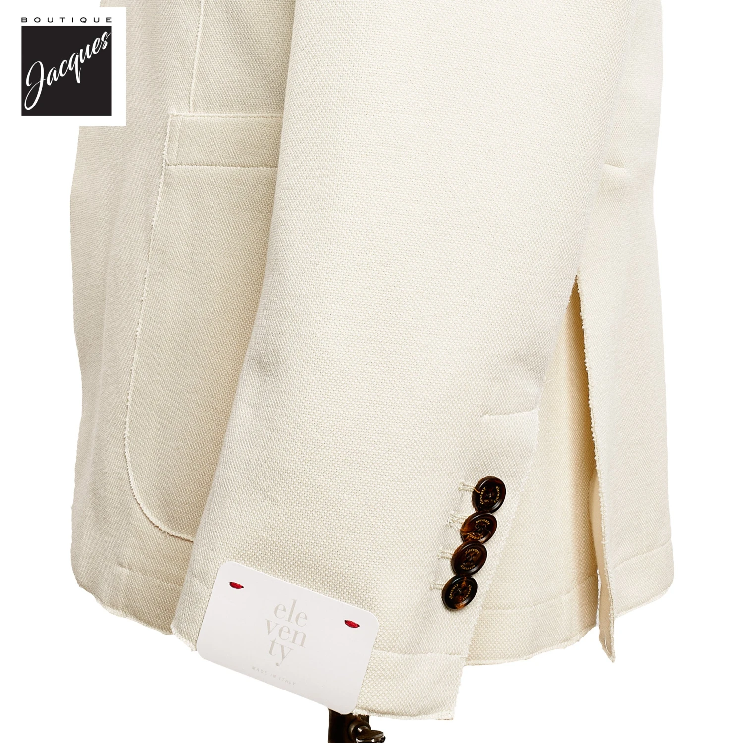 Cream Cotton Stretch Laser Cut Sport Jacket - ELEVENTY 5 Cream Cotton Stretch Laser Cut Sport Jacket - ELEVENTY - Image 3