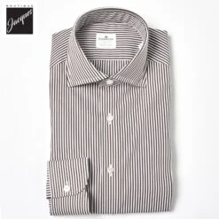 Chocolate Brown Striped Superior Cotton Modern Fit Dress Shirt - SONRISA
