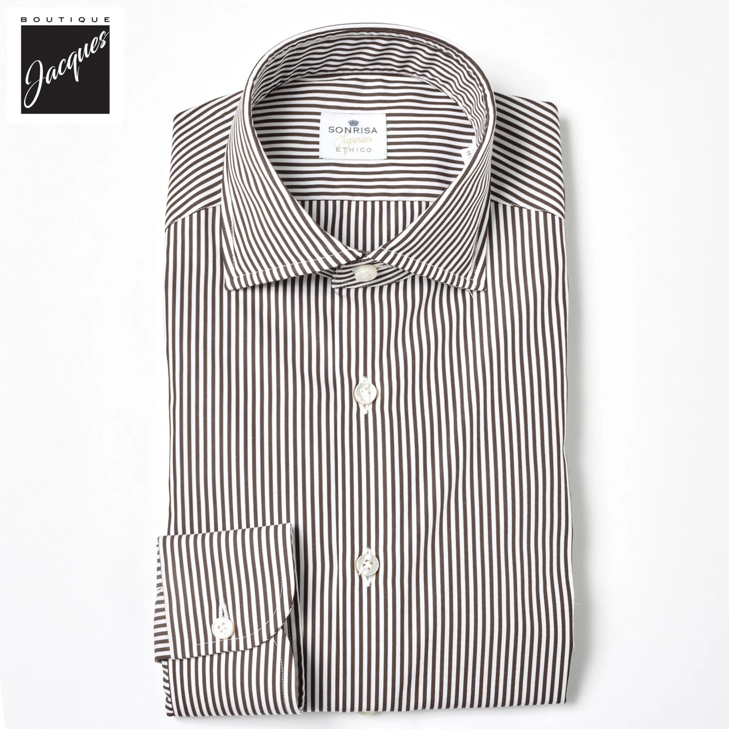 Chocolate Brown Striped Superior Cotton Modern Fit Dress Shirt - SONRISA 3 Chocolate Brown Striped Superior Cotton Modern Fit Dress Shirt - SONRISA
