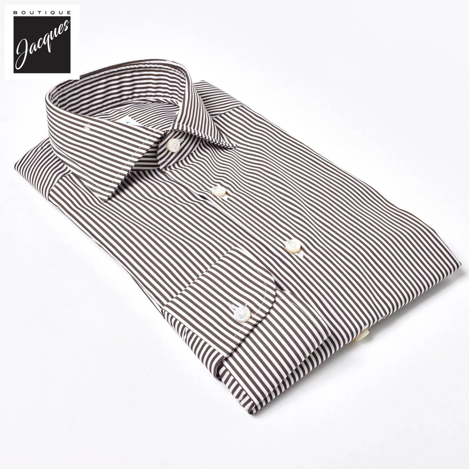 Chocolate Brown Striped Superior Cotton Modern Fit Dress Shirt - SONRISA 8 Chocolate Brown Striped Superior Cotton Modern Fit Dress Shirt - SONRISA - Image 6