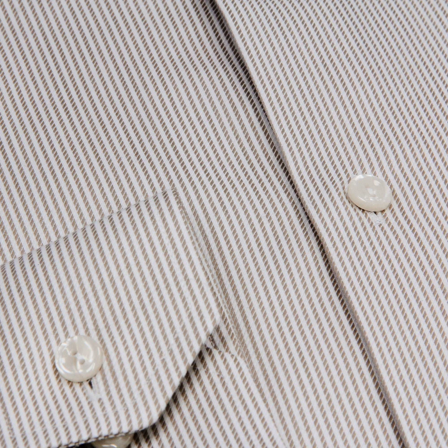 Beige Fine Striped Cotton-Tencel Slim Fit Shirt - ETON 6 Beige Fine Striped Cotton-Tencel Slim Fit Shirt - ETON - Image 4