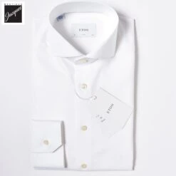 White Solid Cotton-Tencel Lyocell Slim Fit Shirt - ETON 8 White Solid Cotton-Tencel Lyocell Slim Fit Shirt - ETON -ETON Store ETON10001353500 1