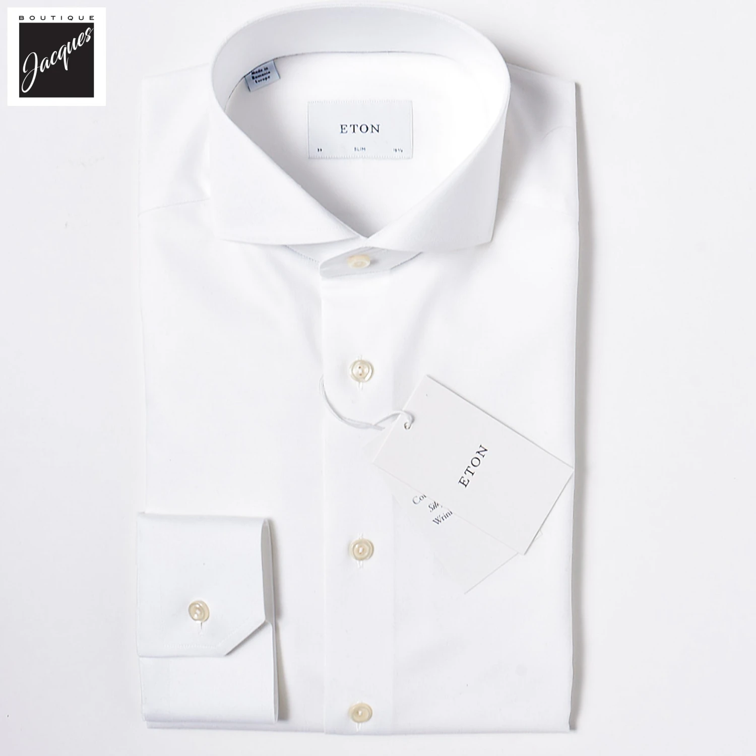 White Solid Cotton-Tencel Lyocell Slim Fit Shirt - ETON 5 White Solid Cotton-Tencel Lyocell Slim Fit Shirt - ETON - Image 3