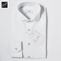 White Solid Cotton-Tencel Lyocell Slim Fit Shirt - ETON