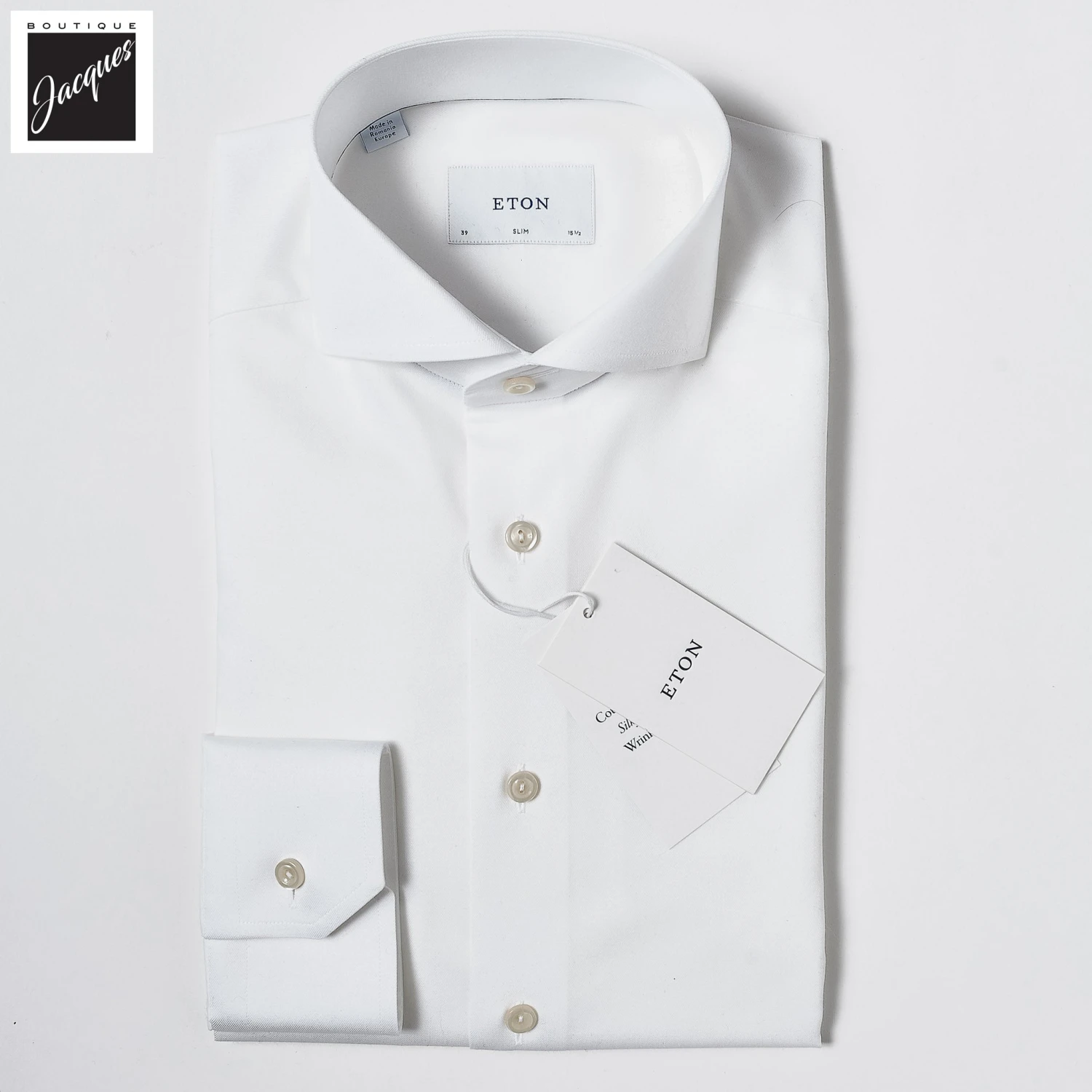 White Solid Cotton-Tencel Lyocell Slim Fit Shirt - ETON 3 White Solid Cotton-Tencel Lyocell Slim Fit Shirt - ETON
