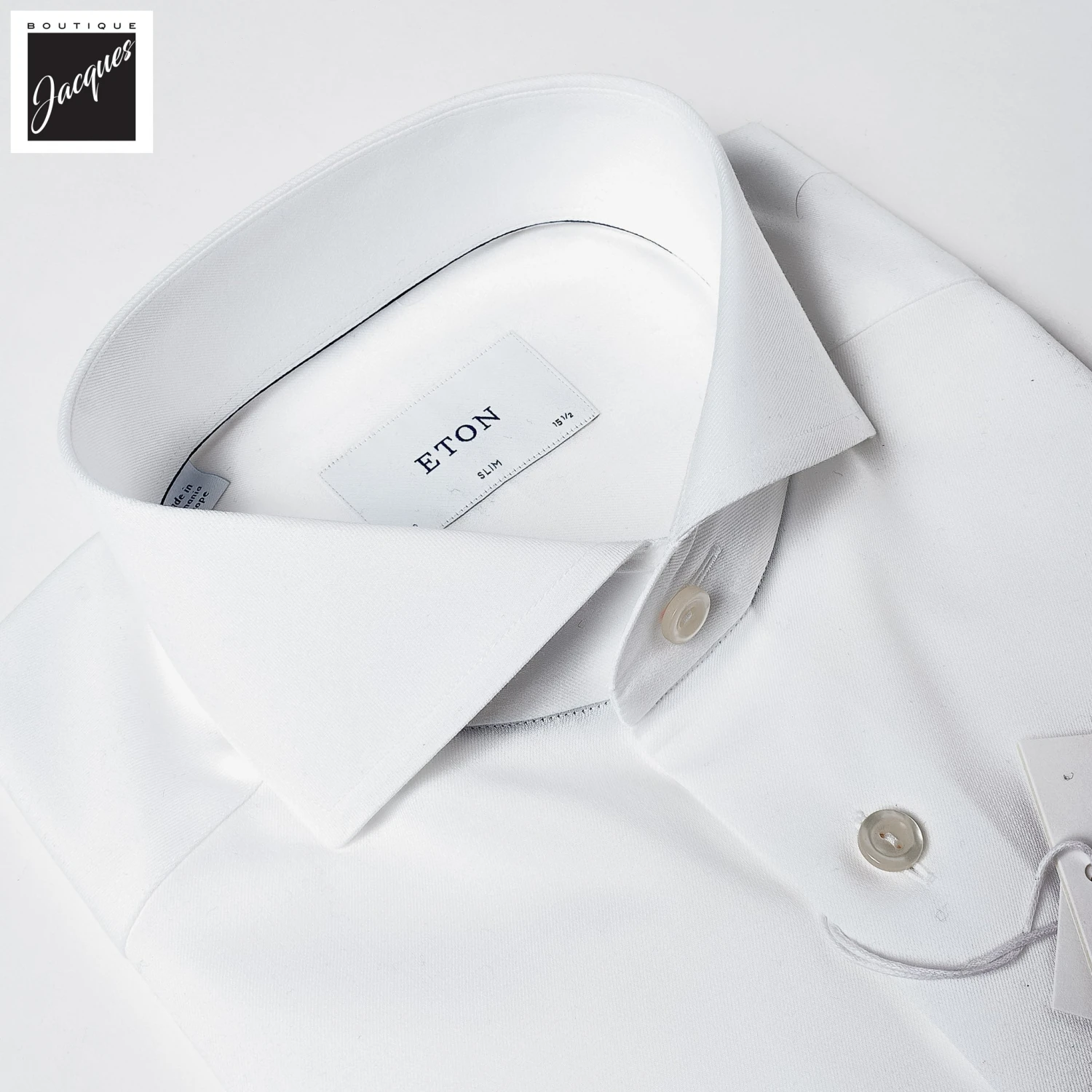 White Solid Cotton-Tencel Lyocell Slim Fit Shirt - ETON 4 White Solid Cotton-Tencel Lyocell Slim Fit Shirt - ETON - Image 2