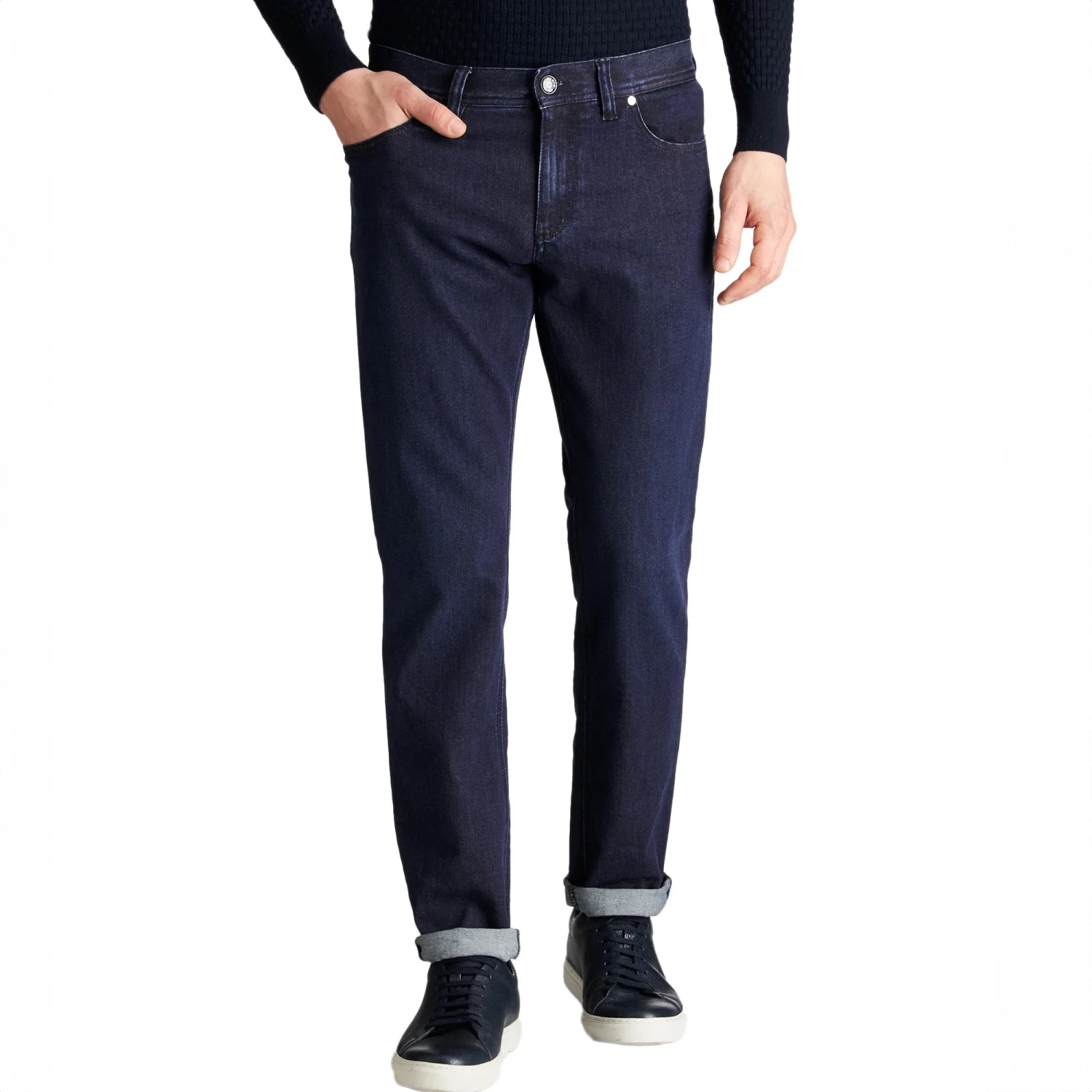Mid Indigo Pipe Regular Fit Jeans - ALBERTO 3 Mid Indigo Pipe Regular Fit Jeans - ALBERTO